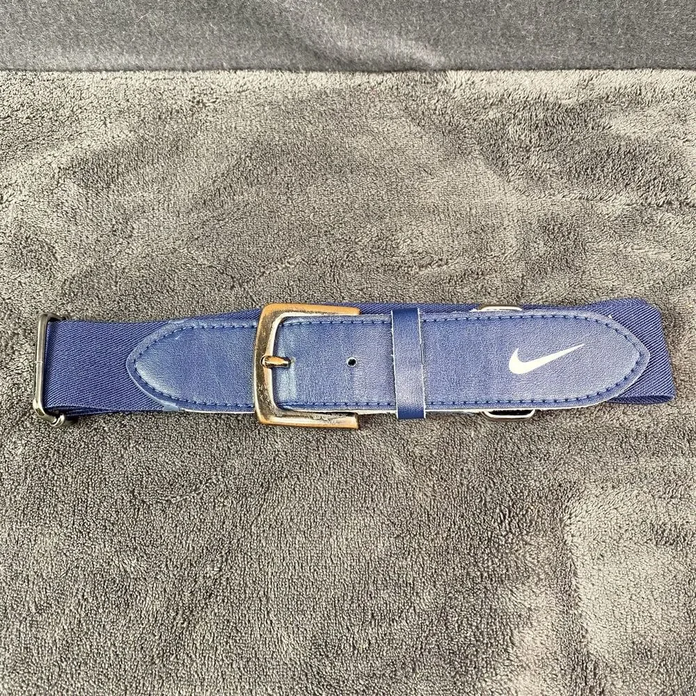 Nike Blue Stretch Baseball Belt Adjustable Logo Buckle Unisex Kids One Size